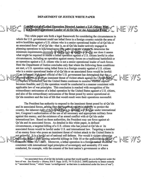 U.S. Department of JusticeWhitepaper justification for killing-american citizens