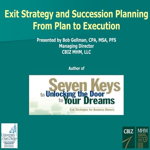 Exit Strategy and Succession Planning - From Plan to Execution | PPTX