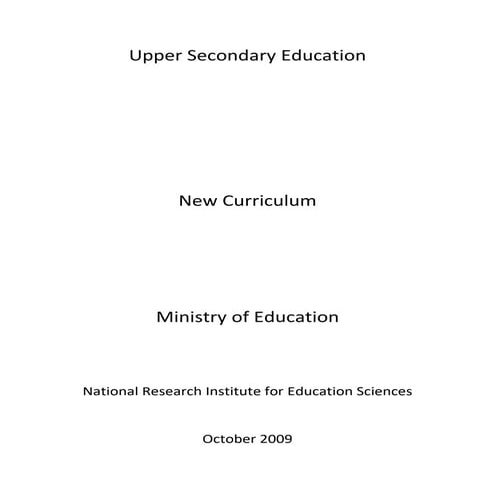 Lao PDR Upper Secondary Ed curriculum Oct 2009