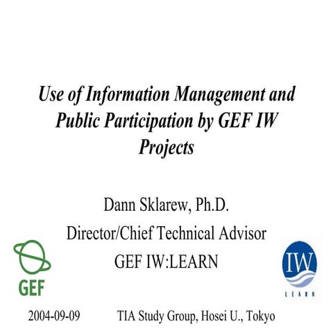 Role of Stakeholder Engagement in Integrated Water Management (A GEF ...
