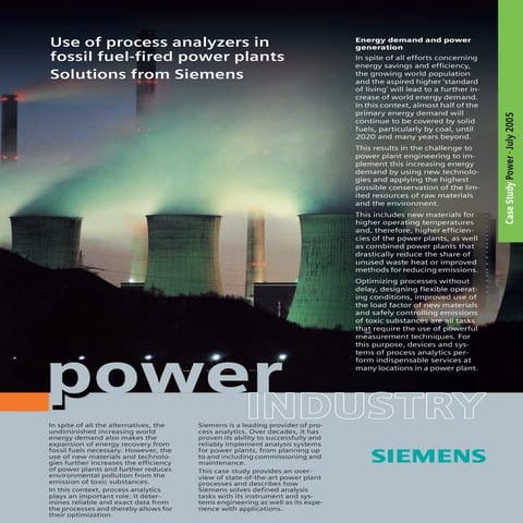 Use of Process Analyzers in Fossil Fuel Plants