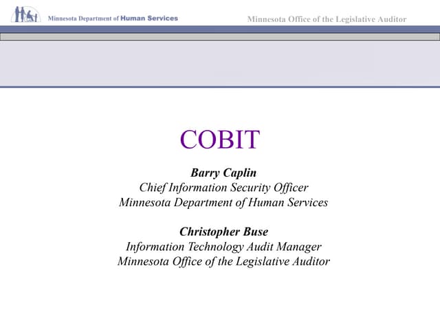 Use of the COBIT Security Baseline