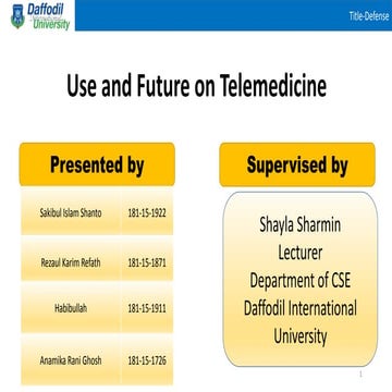 Use and future on telemedicine | Diu Title defense Fall 2020