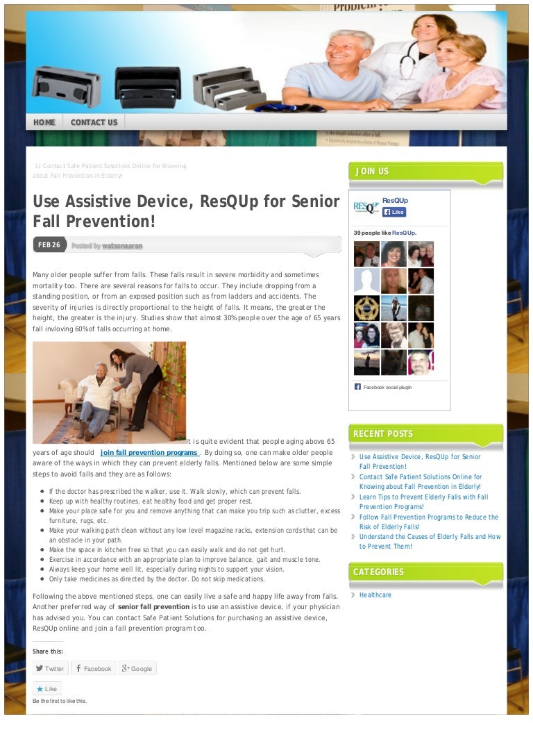 Use Assistive Device, ResQUp for Senior Fall Prevention!