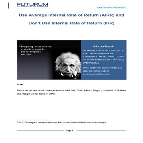 Use average internal rate of return (airr), don't use internal rate of return (irr)