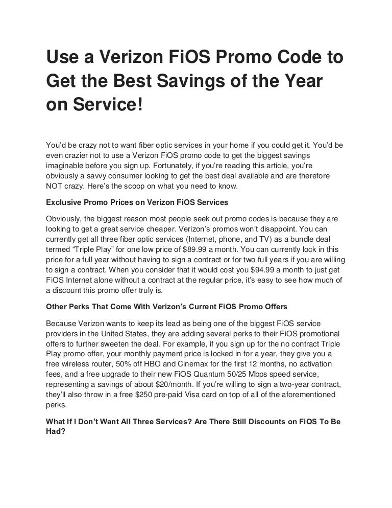 Use a verizon fios promo code to get the best savings of the year on