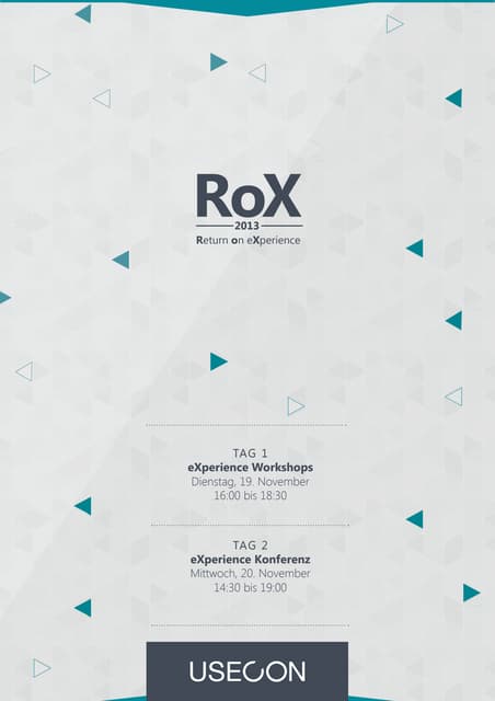 Return on Experience Event - USECON @Wien November 2013