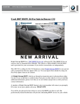 Used 2007 BMW Z4 for Sale in Denver