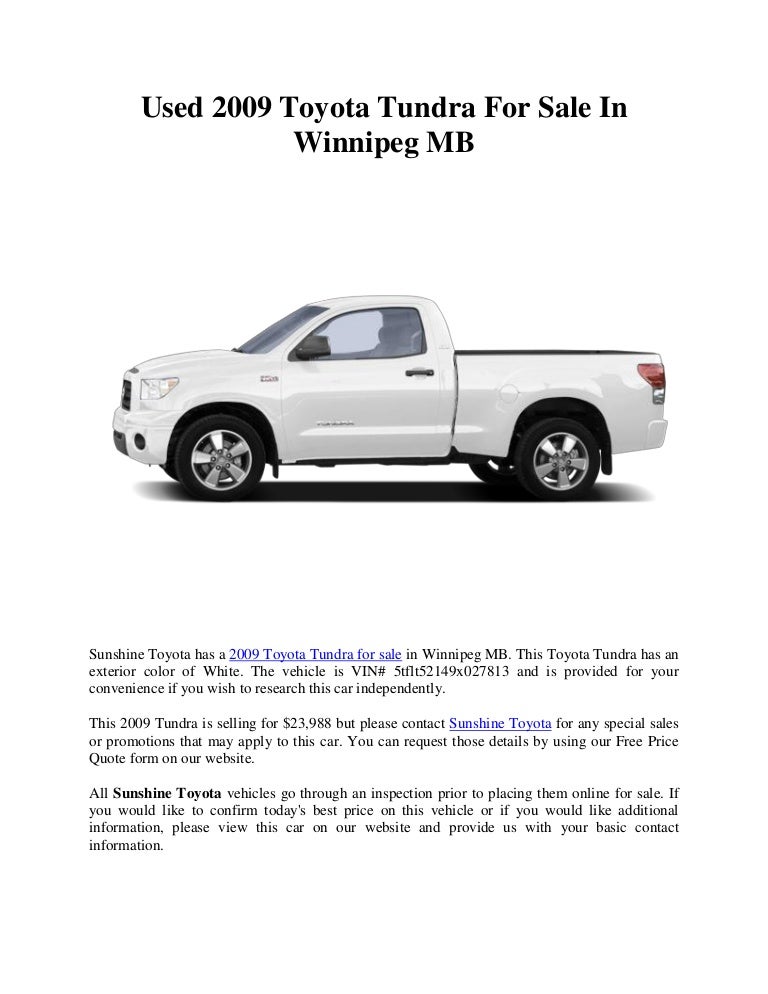 Used 2009 Toyota Tundra For Sale In Winnipeg MB