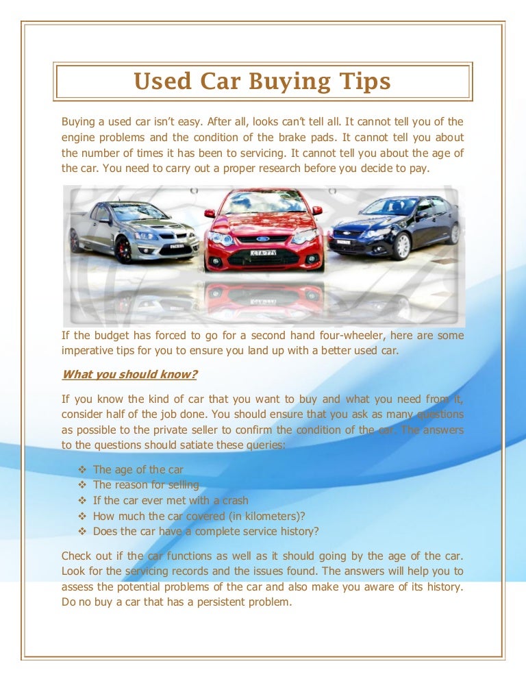 i want to buy 2nd hand car
