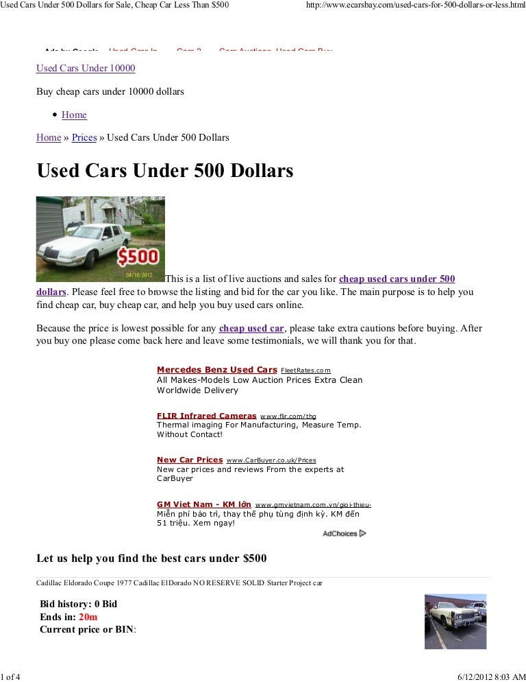 where can i buy a car for $500