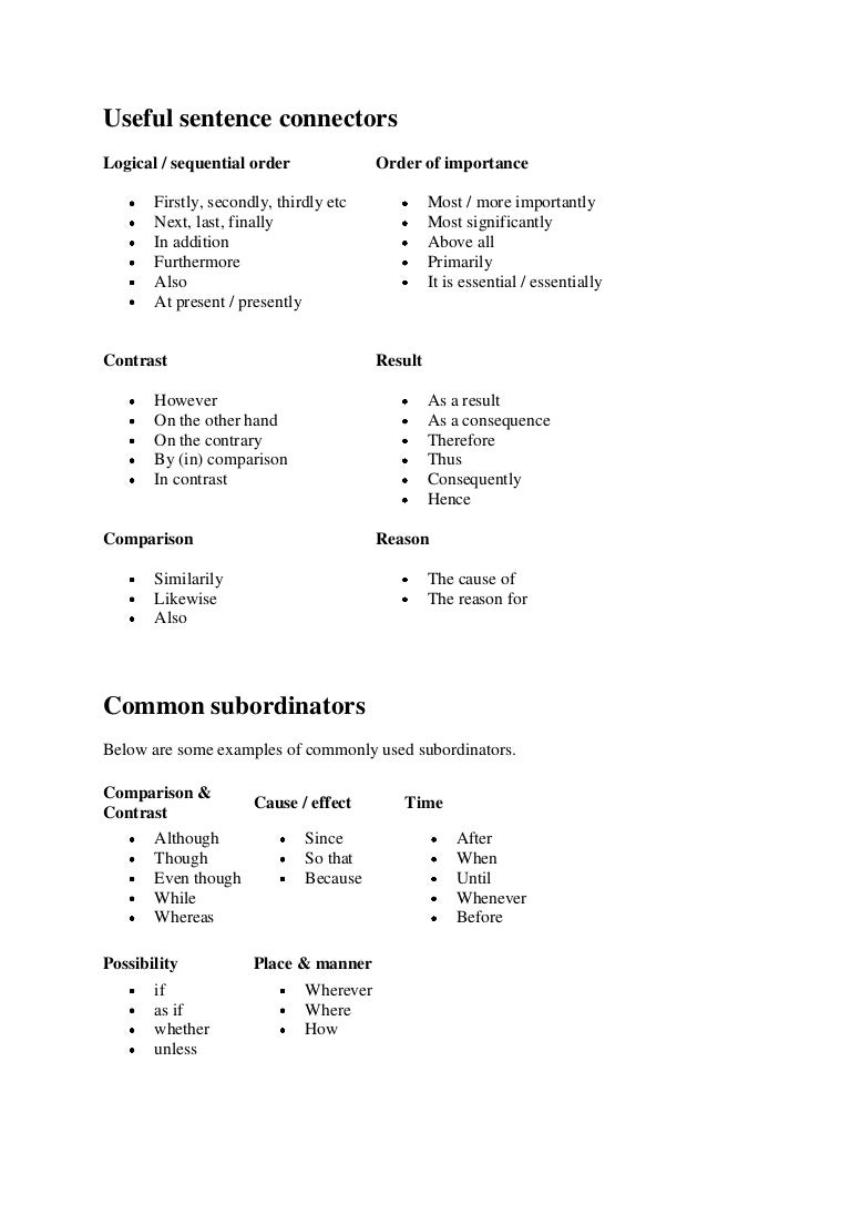 Sentence Connectors Examples Englishstudyhere Salary - Prefixword