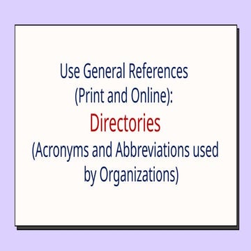 Using Directories and Acronyms: A Guide to Print and Online References ...