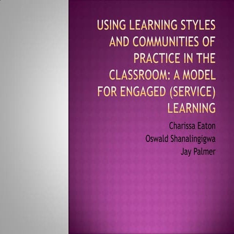 Use learningstyles&communitiesofpracticeinclassroom.winona