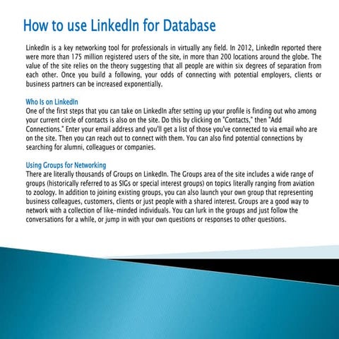 Use linkedin for database