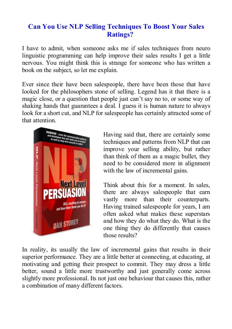 Can You Use NLP Selling Techniques To Boost Your Sales