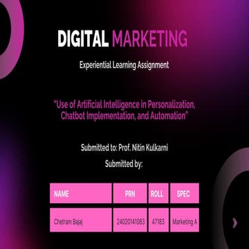 Use of Artificial Intelligence in Personalization, Chatbot Implementation, an...