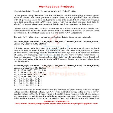 Use of artificial neural networks to identify fake profiles | DOCX