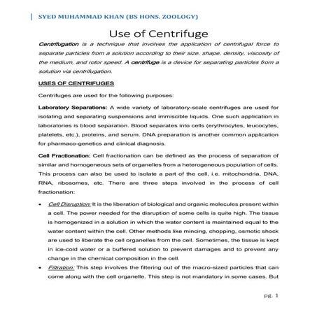 Use of Centrifuge
