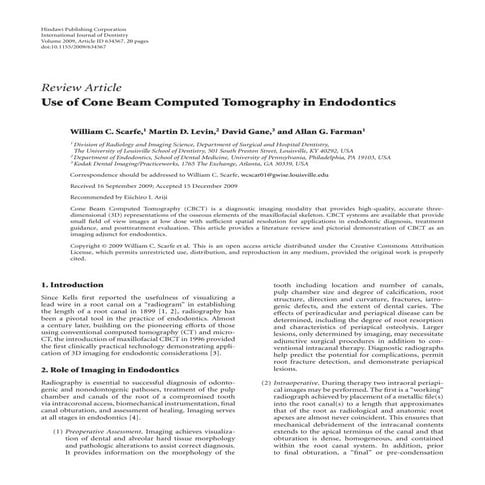 Use of cone beam computed tomography in endodontics | PDF