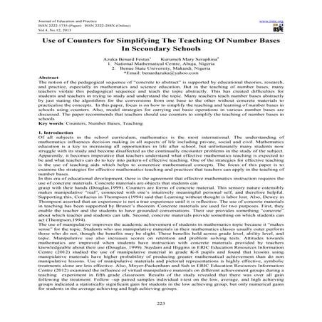 Use of counters for simplifying the teaching of number bases in secondary sch...