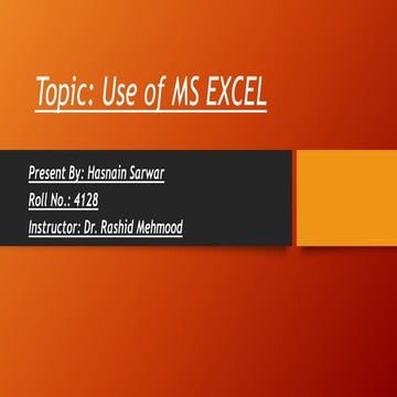 Use of excel
