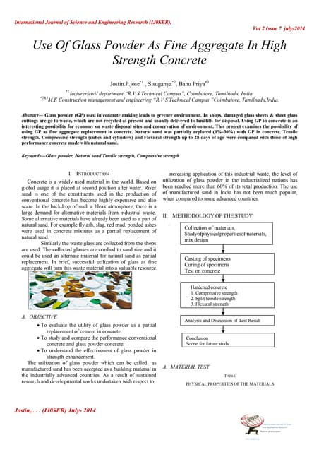 Partial replacement of cement in concrete using waste glass powder and ...