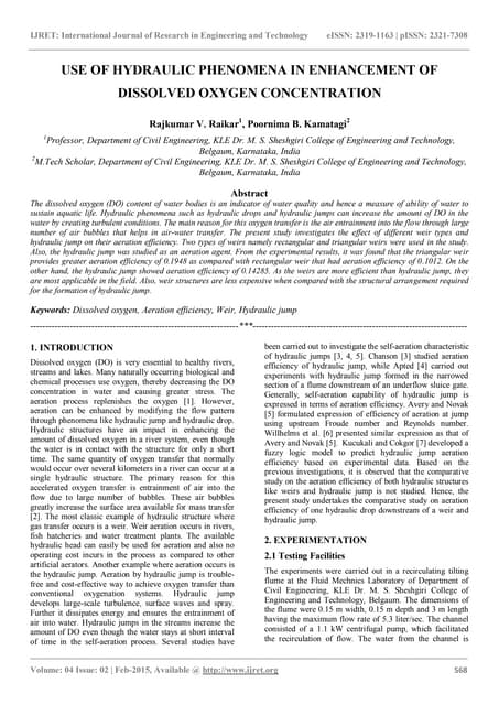 Use of hydraulic phenomena in enhancement of dissolved oxygen concentration