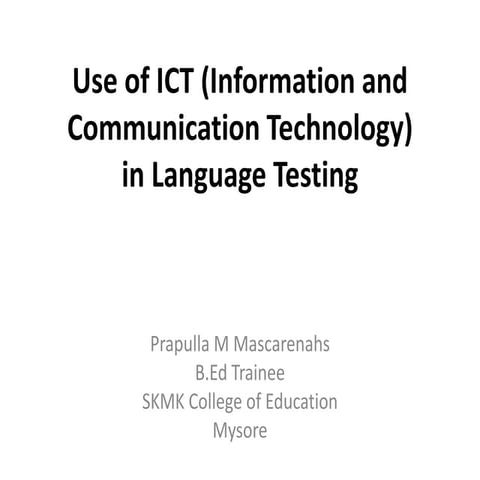 Use of ICT in Language Testing