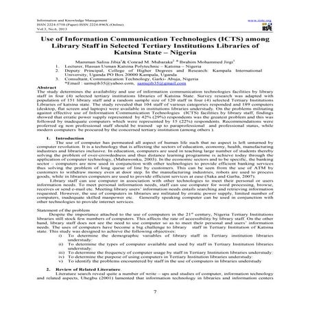 Use of information communication technologies (icts) among library staff in s...