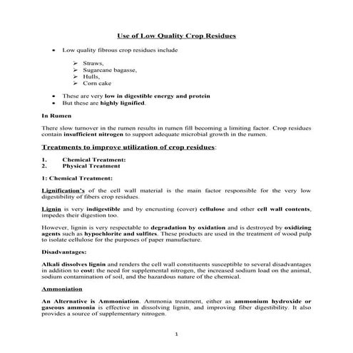 Use of low quality crop residues by shakira sulehri