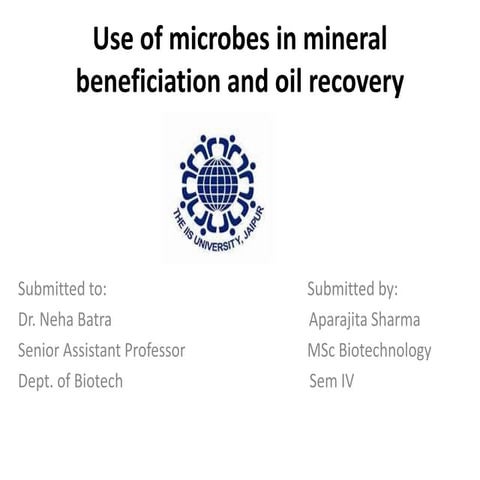 Use of microbes in mineral benefication and oil recovery