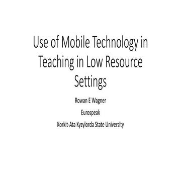 Use of mobile technology in teaching in low
