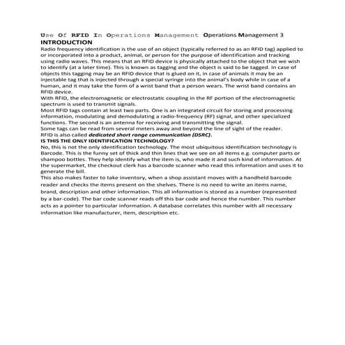 Use of rfid in operations management operations management 3 introduction