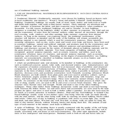 Use of traditional building materials