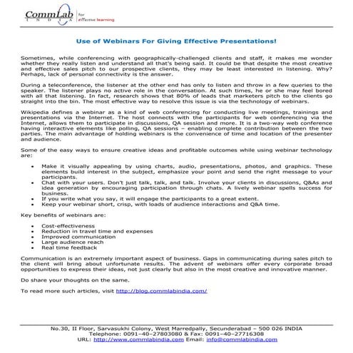 How useful are webinars in giving effective presentations?