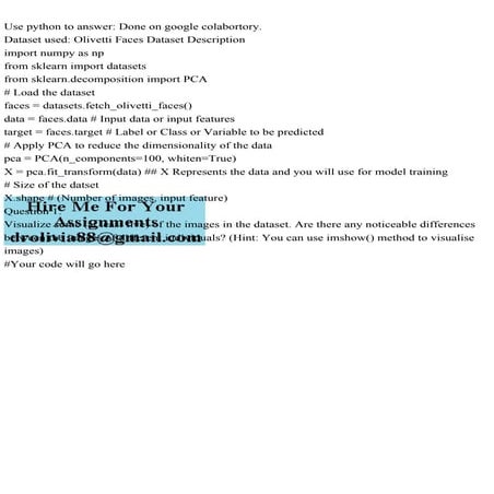 Use python to answer Done on google colabortory. Dataset used Ol.pdf