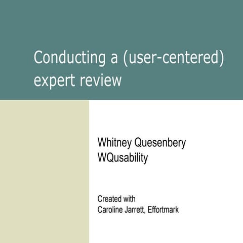 User centered expert reviews