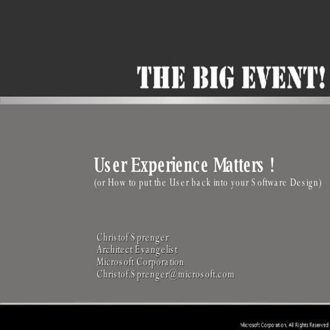 User Experience Matters - Denver Jan - shortend
