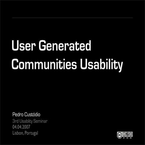 User Generated Communities Usability 