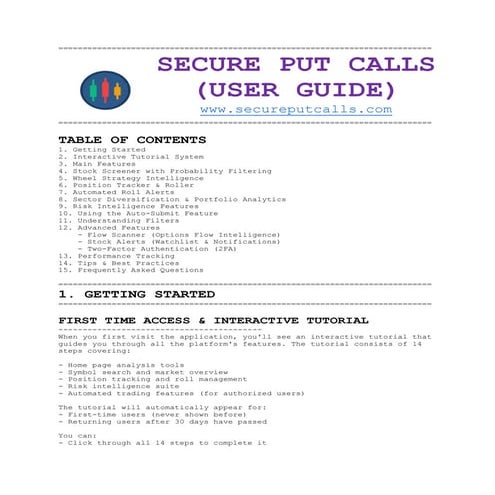Secure Put Calls – User OptionsTrading Guide | PDF