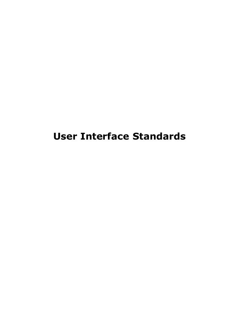 User Interface Standards