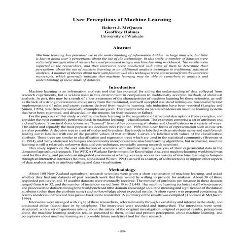 User Perceptions of Machine Learning
