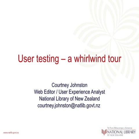 User Testing Whirlwind Tour | PPT