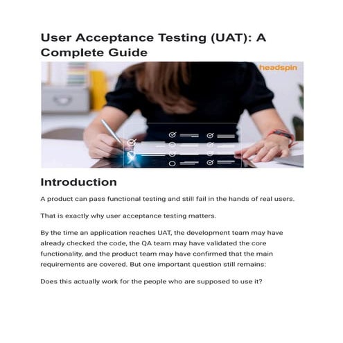 An Overview of User Acceptance Testing (UAT) | PPTX