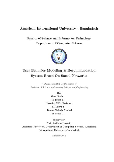 User behavior model & recommendation on basis of social networks 