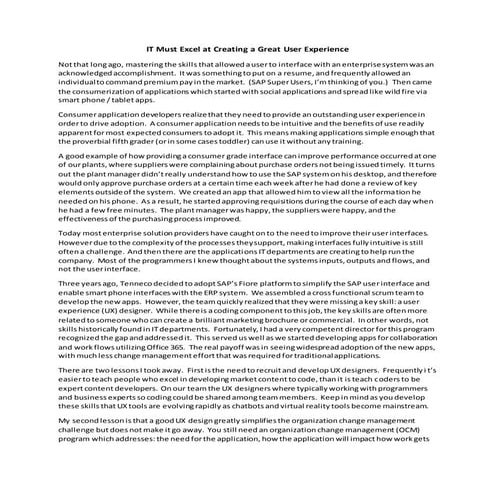 IT Must Excel at Creating a Great User Experience