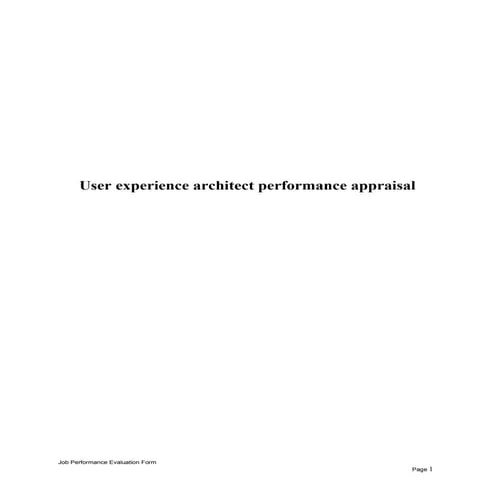 User experience architect performance appraisal