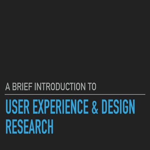 User Experience & Design Research