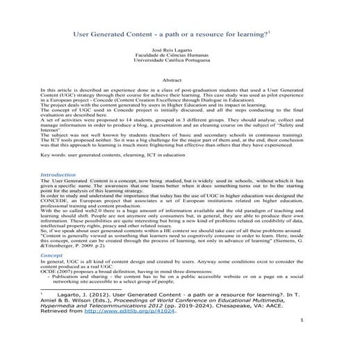 User generated content